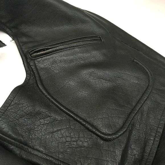 Leather‎ King Motorcycle Chaps Black Leather Mens Large Pockets Heavy Supple - Picture 3 of 8